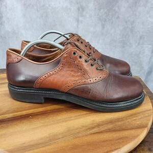 Bert Pulitzer Oxford Shoes Mens 10.5 M Brown Leather Lace Up Cap Toe Dress Shoes